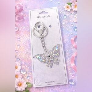 Silver Iridescent Butterfly Keychain